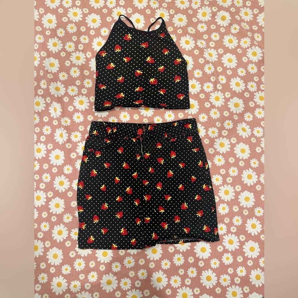 Strawberry polka dot Motel skirt set.